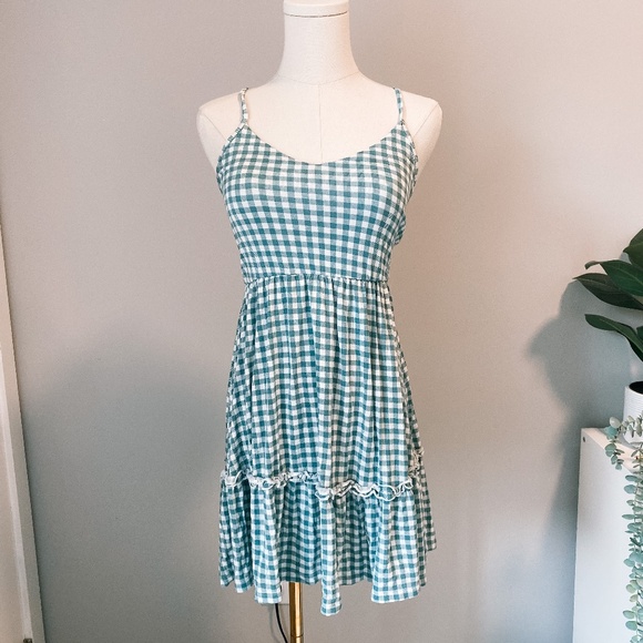Green Gingham Sun Dress | Casual Summer - Picture 1 of 8
